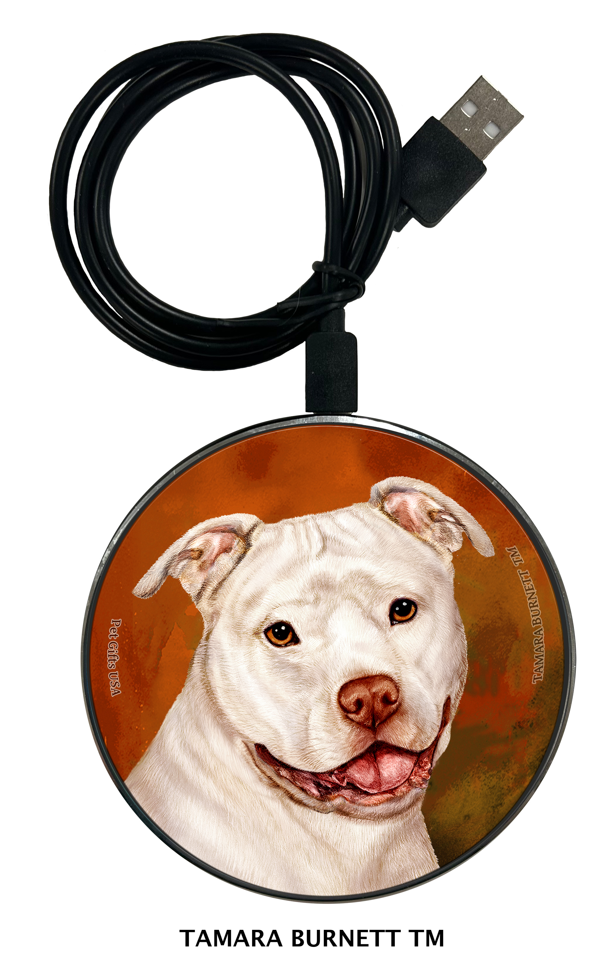 Pit Bull White Uncropped - Zoomies Phone Charger image